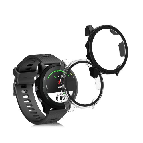 Set 2 Huse pentru Garmin Forerunner 255/Forerunner 255 Music, Kwmobile, Negru/Transparent, Plastic, 59311.01