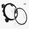 Set 2 Huse pentru Garmin Forerunner 255/Forerunner 255 Music, Kwmobile, Negru/Transparent, Plastic, 59311.01