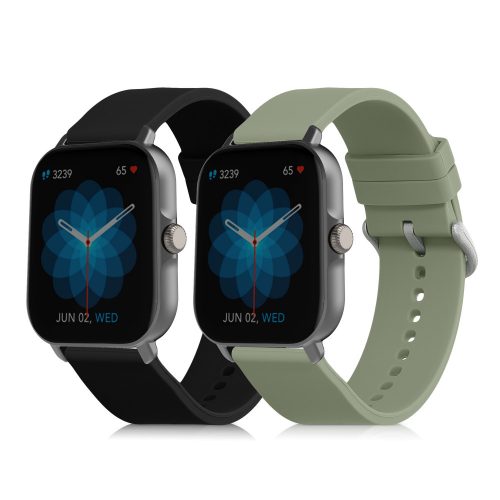 Set 2 curele pentru Huami Amazfit GTS 3/Amazfit GTS 2/Amazfit GTS, Kwmobile, Negru/Verde, Silicon, 52696.13