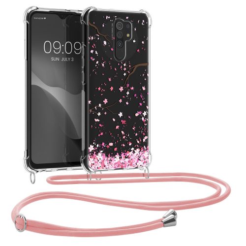 Bumper kwmobile pentru Xiaomi Redmi 9, Silicon, Transparent/Roz, 56532.02