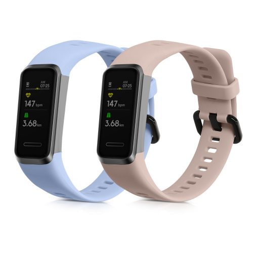 Set 2 curele kwmobile pentru Huawei Band 4, Silicon, Roz/Albastru, 59802.03