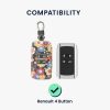 Husa Cheie Auto kwmobile pentru Renault/Dacia 4 Butoane - Keyless Go, Piele ecologica, Multicolor, 44637.70